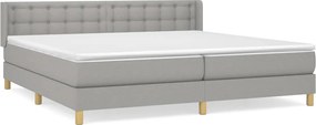vidaXL Pat box spring cu saltea, gri deschis, 200x200 cm, textil
