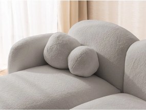 Colțar gri cu tapițerie din țesătură bouclé (cu colț pe partea stângă/cu șezlong) Orbit – Ropez