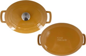 Oală fontă emailată ovală cu capac 6,0 L Auriu Fontestic Cosy &amp; Trendy 4172604