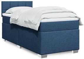 vidaXL Pat box spring cu saltea, albastru, 80x200 cm, textil