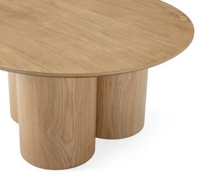 Măsuță de cafea în culoare naturală rotundă cu aspect de lemn de stejar ø 80 cm Lua – MOME