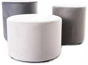 Set 3x taburet Caen Velvet, mix gri