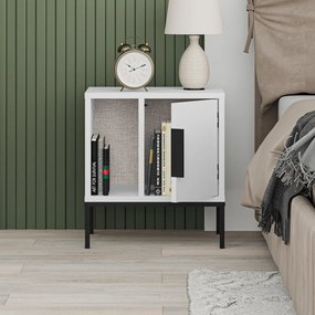 Noptieră albă cu rafturi Lani – Marckeric