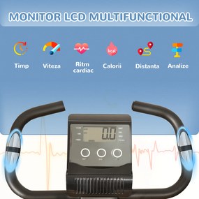 HOMCOM Bicicletă Pliabilă 2 în 1 cu Rezistență Magnetică Reglabilă pe 8 Nivele, 105x48x118 cm, Negru | Aosom Romania