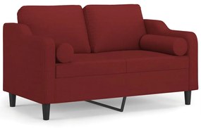 3153021 vidaXL Canapea cu 2 locuri cu perne&pernuțe roșu vin 120 cm textil