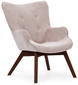 Fotoliu roz deschis cu tapițerie din catifea reiată Niko – Ropez