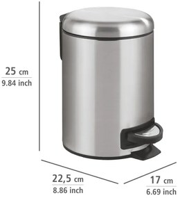WENKO 22702100 - Coș de gunoi LEMAN 17 x 25 cm, inox satinat/negru