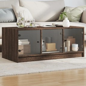 vidaXL Măsuță de cafea cu uși din sticlă, stejar maro, 102x50x42 cm