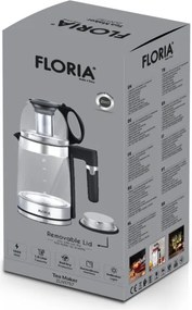 Set fierbator electric+ceainic Floria ZLN1757 cu infuzor pentru ceai, Putere 1500W, Capacitate 1.8L+1.2L, Sticla