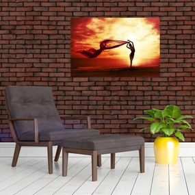 Tablou - Silueta femeii la apus de soare (90x60 cm)