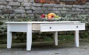 Masă lemn masiv Cafea Linea cu Sertar 122x71cm