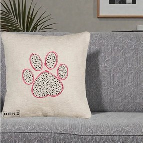 Perna Personalizata Labuta Dalmatian Roz Neon, 40x40 cm, Bej Canapea, Husa Detasabila, Perna Inclusa, BEKZ®