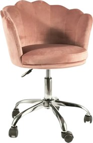 Scaun birou ROSE, roz/crom, stofa catifelata/metal, 56x41x74/83 cm