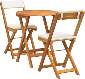 vidaXL Set de masă pentru grădină cu pernă 3 pcs Ulei Natural