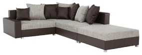 Colţar, piele ecologică maro/stofă maro, model dreapta, PETRANA NEW