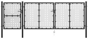 Poarta de gradina, negru, 400 x 125 cm, otel 400 x 125 cm