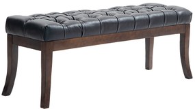 HOMCOM Bancă otomană cu Smocuri, Capăt de Pat din Piele Artificială cu Picioare din Lemn și Scaun Căptușit, 120x38x46 cm, Negru