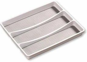 Kesper 30094 Cutie din plastic pentru tacâmuri, 3compartimente, albă, 40,5 x 32,5 x 4,5 cm