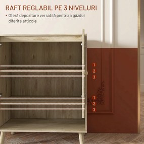 HOMCOM Dulap de depozitare Boho cu uși decorative din ratan | Aosom Romania