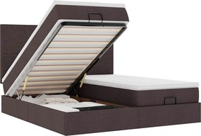 vidaXL Cadru de pat otoman cu saltele țesătură maro închis 180x200cm