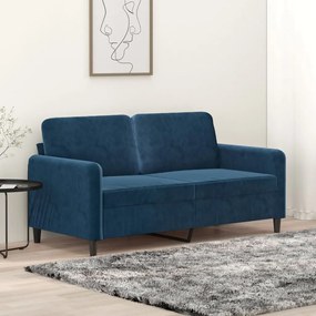 Canapea cu 2 locuri, albastru, 140 cm, catifea Albastru, 158 x 77 x 80 cm