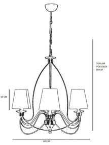Candelabru suspendat CLASSIC pe lanț, 3xE14/40W/230V, bronz/bej