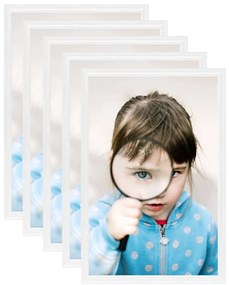 vidaXL Rame foto colaj pentru masă, 5 buc. alb, 21x29,7 cm, MDF