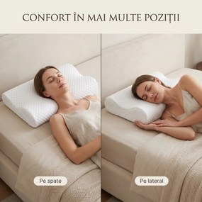 Perna cervicala ortopedica CERVI-SAN Memory Plus, doua inaltimi si suport brate, husa Tencel