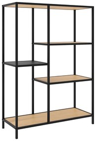 Bibliotecă neagră/în culoare naturală cu aspect de lemn de stejar 80x112x35 cm Altino – Unique Furniture