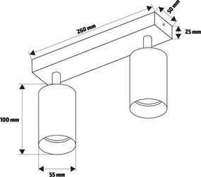 Brilagi - Spot aplicat SELE, 2x GU10/30W/230V, alb/decor stejar