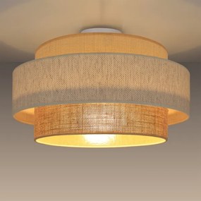 Plafonieră BOHO, 1 x E27, 60 W, 230 V, Ø 40 cm, alb/jută