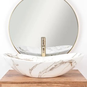 REA-U8597 - Lavoar ROYAL pentru blat 36x62 cm ceramică/decor marmură