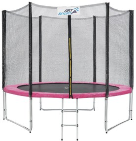 Trampolina Jampino 3,05 metrový priemer s ochrannou sieťkou a rebríkom ružová