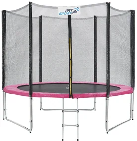 Trampolina Jampino 3,05 metrový priemer s ochrannou sieťkou a rebríkom ružová