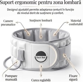 Centura decompresie lombara cu tractiune si coloane de aer 3D ORTO LOMBAR, Alb/Gri