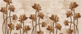 Tablou cu abstracția florilor - maro (120x50 cm)