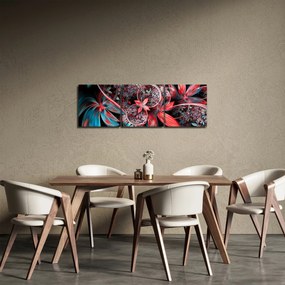 Tablou abstract cu flori exotice (cu ceas) (90x30 cm)