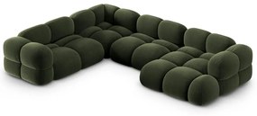 Colțar verde cu tapițerie din catifea (cu colț pe partea stângă/în formă de "U") Loretto – Cosmopolitan Design