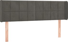 vidaXL Tăblie de pat cu aripioare gri închis 147x16x78/88 cm catifea