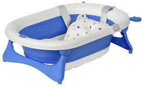 HOMCOM Cadita pentru baita pliabila pentru copii 0-3 ani cu indicator de temperatura si pernuta, 81,5x50,5x23,5 cm, albastru | AOSOM RO