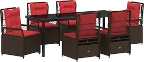 vidaXL Set de masă pentru grădină 7 pcs Maro poliratan