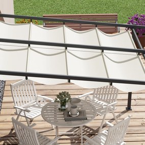 Outsunny Pavilion de grădină 3 x 3m, acoperiș retractabil, montaj pe perete, cadru metalic, Crem | Aosom Romania
