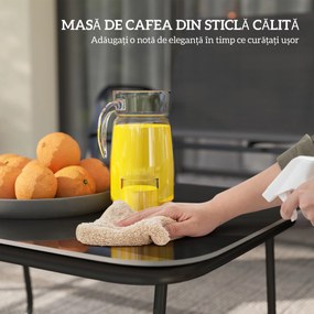 Outsunny Set Mobilier de Grădină din 4 Piese cu Canapea, 2 Scaune Stivuibile și Măsuță de Cafea, 113x66x79 cm, Negru | Aosom Romania