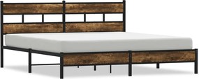 vidaXL Cadru de pat metalic fără saltea, stejar fumuriu, 193x203 cm