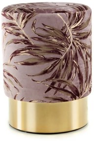 Puf/ Taburet tapitat cu imprimeu floral Gipsy violet/ auriu