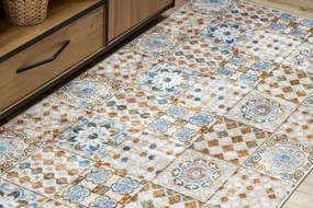 ANDRE 53010 covor lavabil gresii de Lisbona, bucatarie, anti-alunecare - bej / albastru