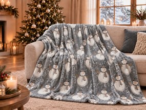 Patura pufoasa de Craciun luminata SNOW BUDDY, gri Dimensiune: 150 x 200 cm