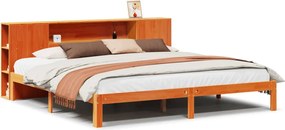 vidaXL Pat cu bibliotecă fără saltea maro 180x200 cm lemn masiv de pin