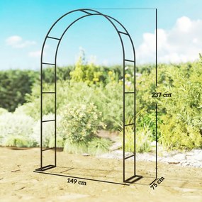Outsunny Arc de grădină cu 2 baze pentru plante cățărătoare Trandafiri Viță-de-vie, Arc pentru nuntă, 145x39x237cm, Negru | Aosom Romania