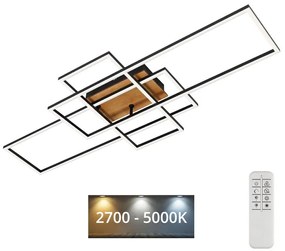 Lustră LED dimabilă aplicată FRAME LED/51W/230V negru/maro Brilo + telecomandă
